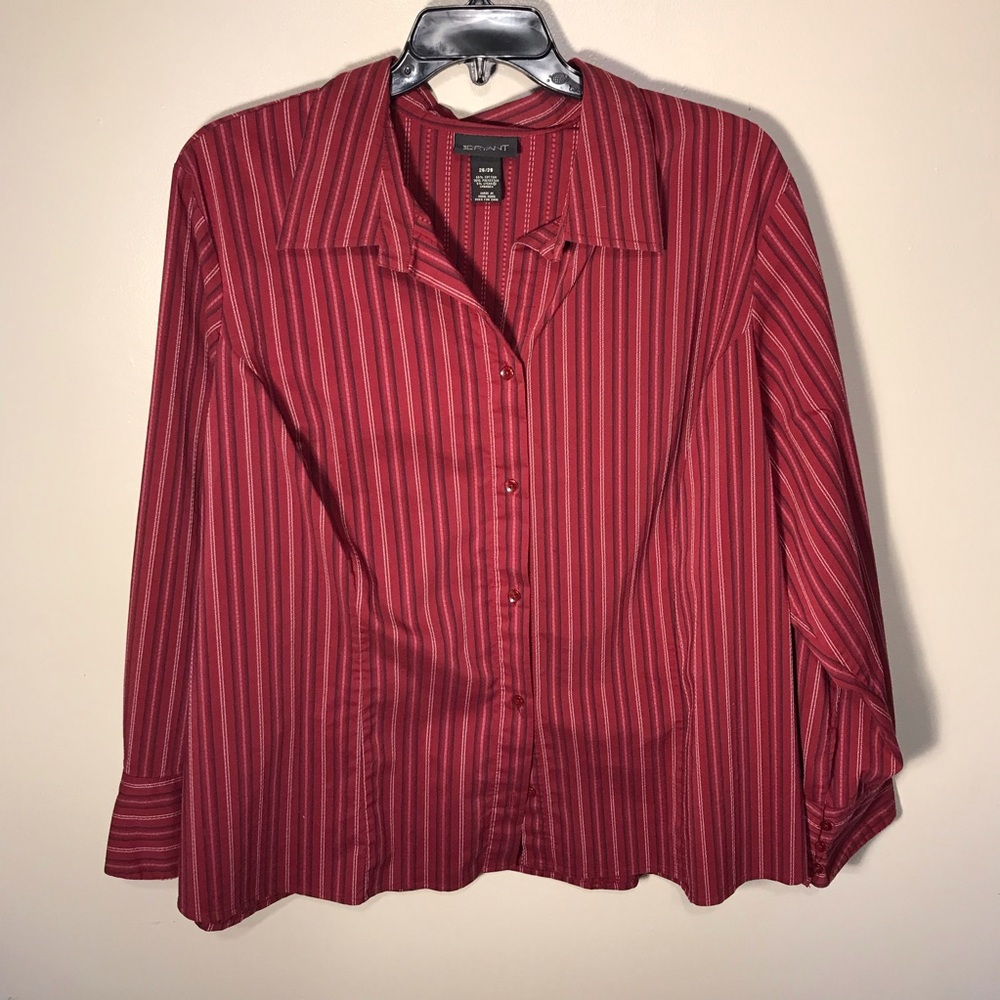 Lane Bryant red striped blouse, size 26/28